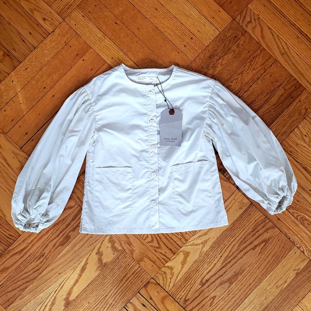 NWT Zara Girls Blouse Shirt Ivory sz 6